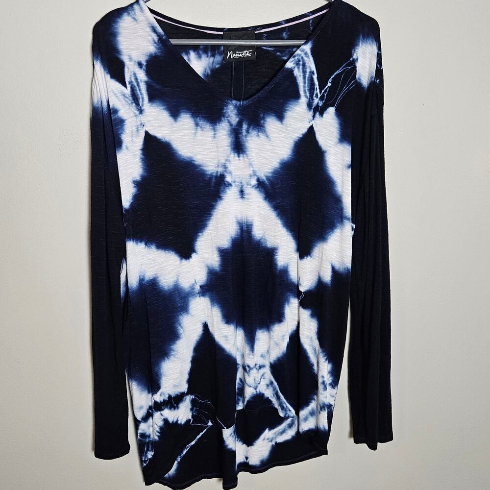 Nanette Lepore Oversized Soft Long Sleeve Tie Dye Diamond Top Sz XS